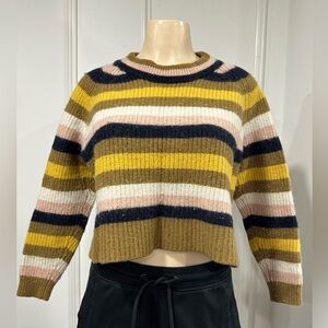 MADEWELL Striped Tilden Pullover Sweater Size Small